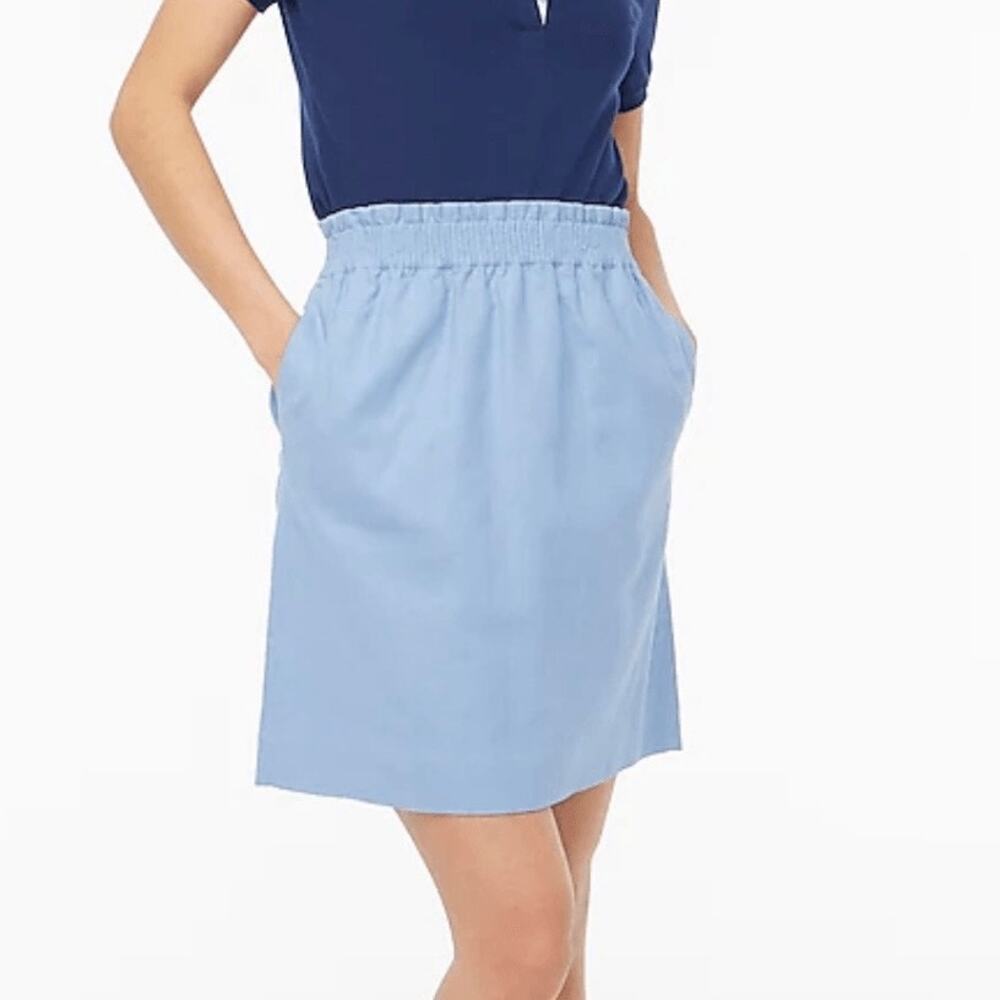 J.Crew Linen-Blend Smocked Waist Skirt – Light Blue, Size 6